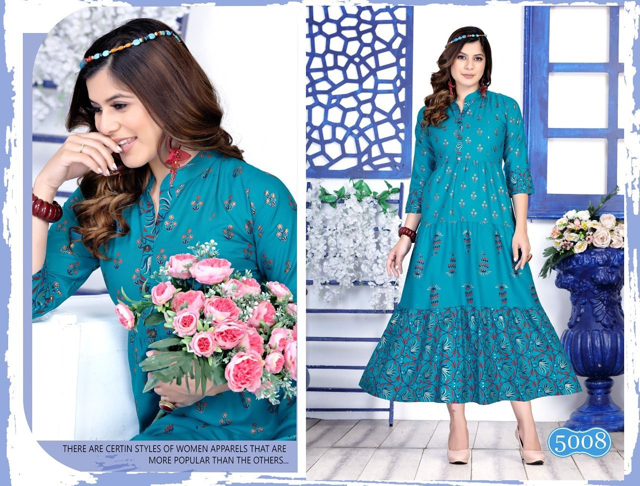 Golden Occasions 1 Rayon Designer Fancy Long Kurti Collection